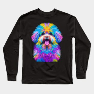 Adorable Bolognese Dog Colorful Artwork Long Sleeve T-Shirt